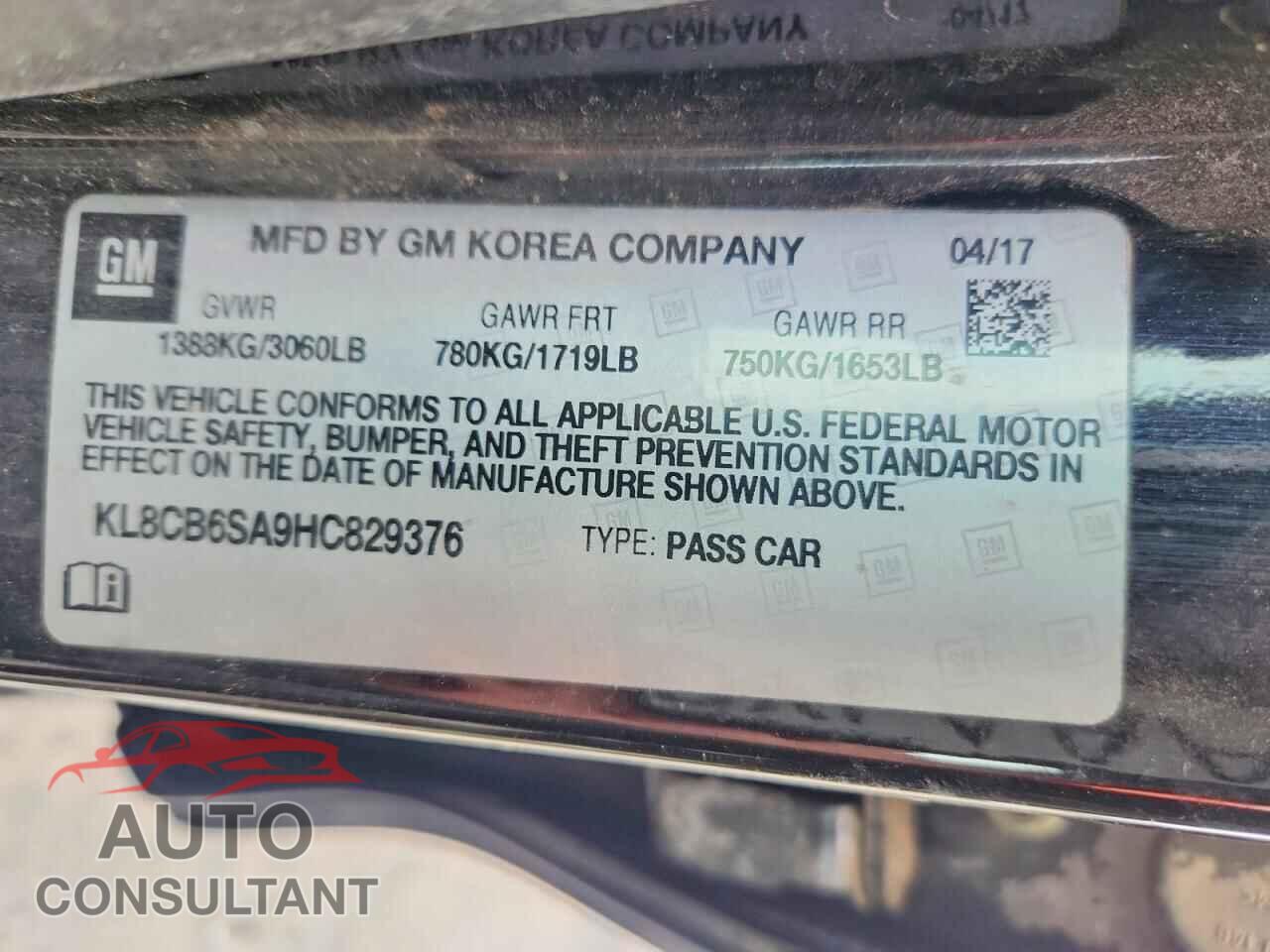 CHEVROLET SPARK 2017 - KL8CB6SA9HC829376