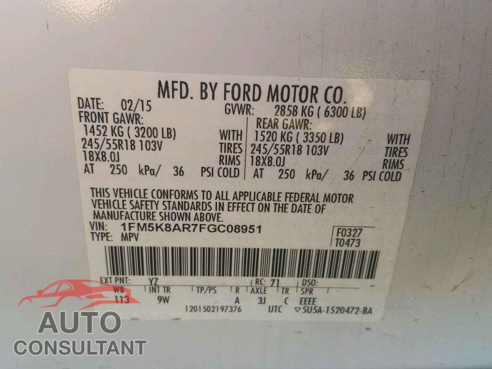FORD EXPLORER P 2015 - 1FM5K8AR7FGC08951