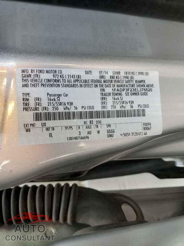 FORD FOCUS 2014 - 1FADP3F23EL376520