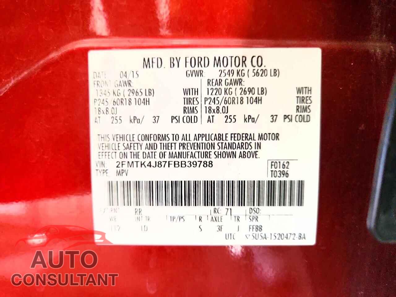 FORD EDGE 2015 - 2FMTK4J87FBB39788