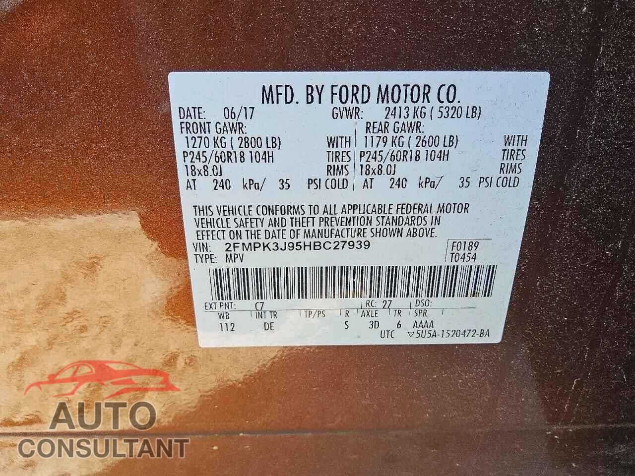 FORD EDGE 2017 - 2FMPK3J95HBC27939