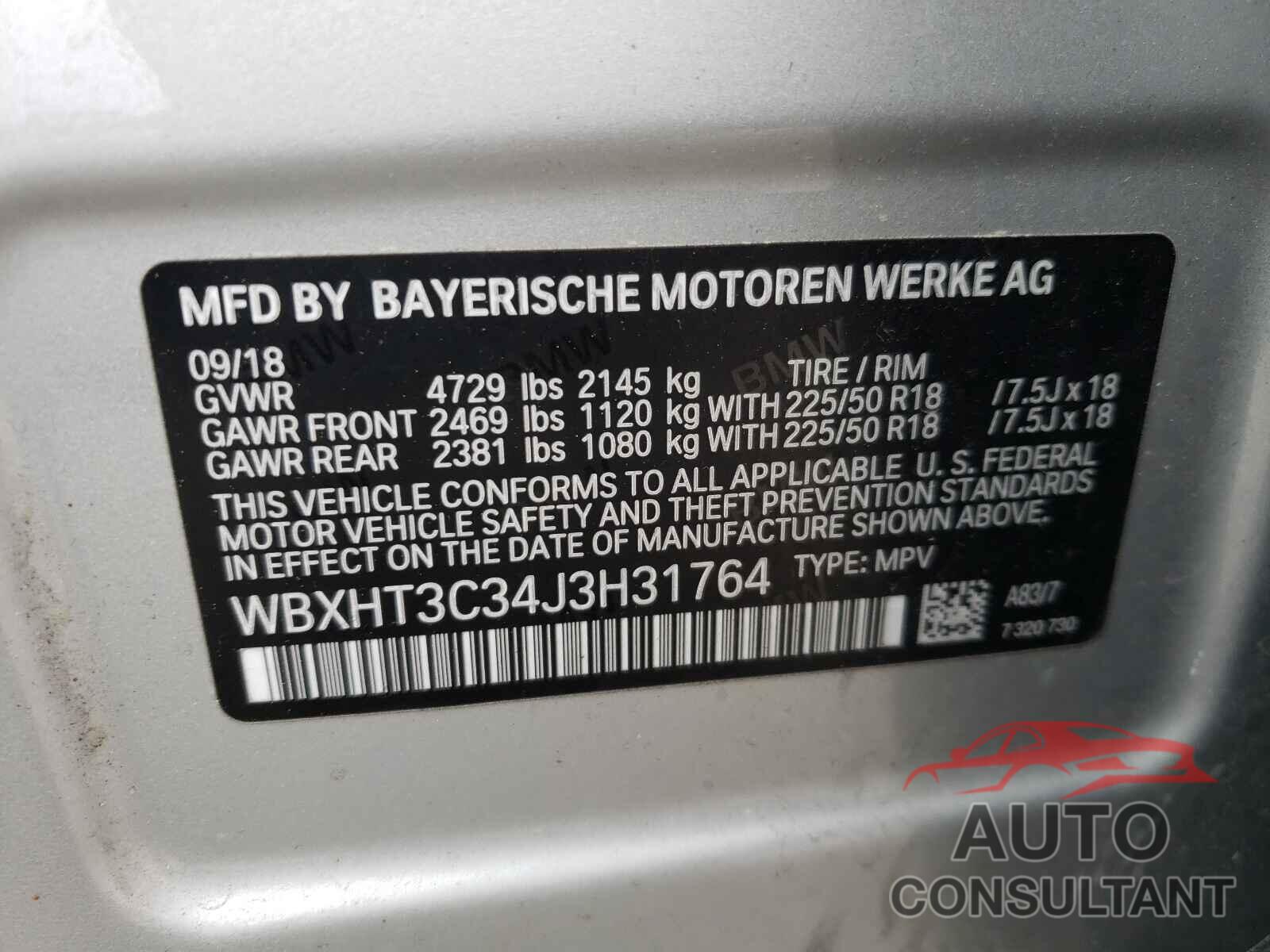 BMW X1 2018 - WBXHT3C34J3H31764