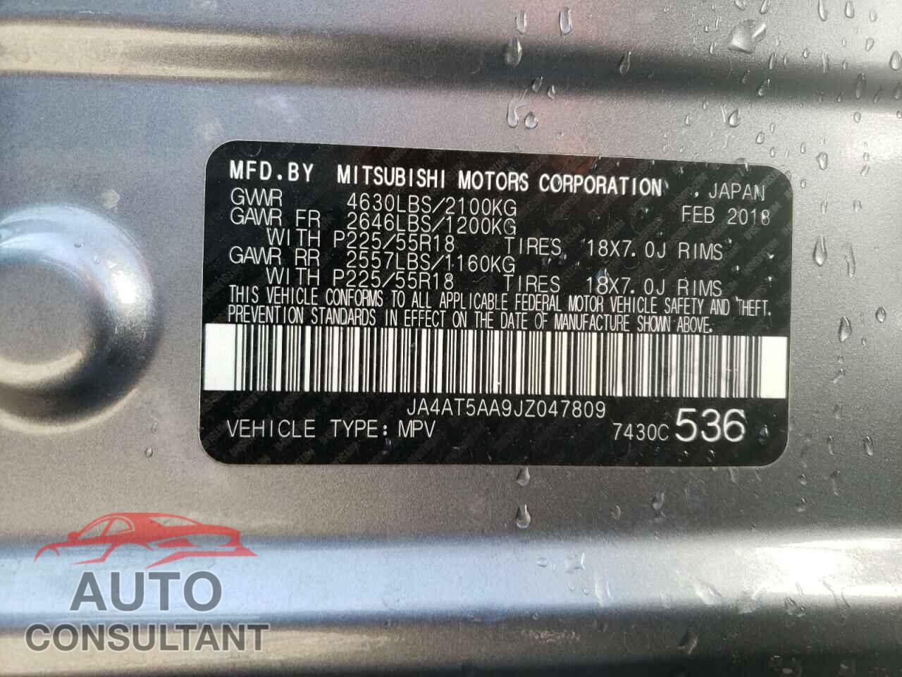 MITSUBISHI ECLIPSE 2018 - JA4AT5AA9JZ047809