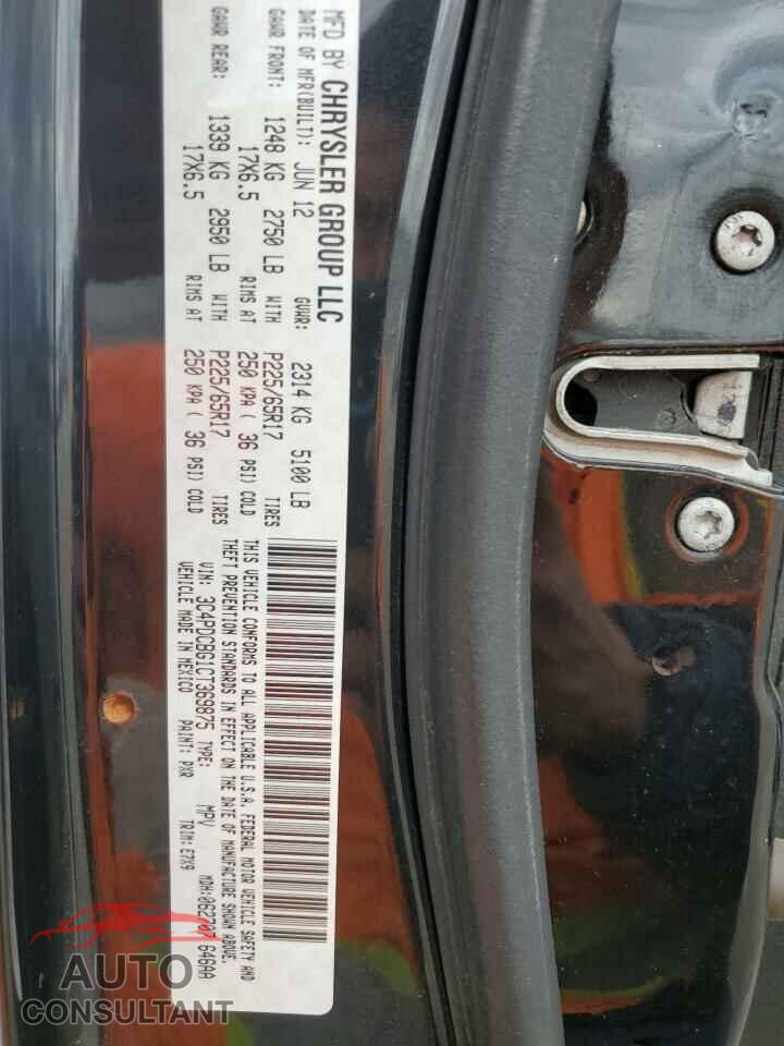 DODGE JOURNEY 2012 - 3C4PDCBG1CT369875