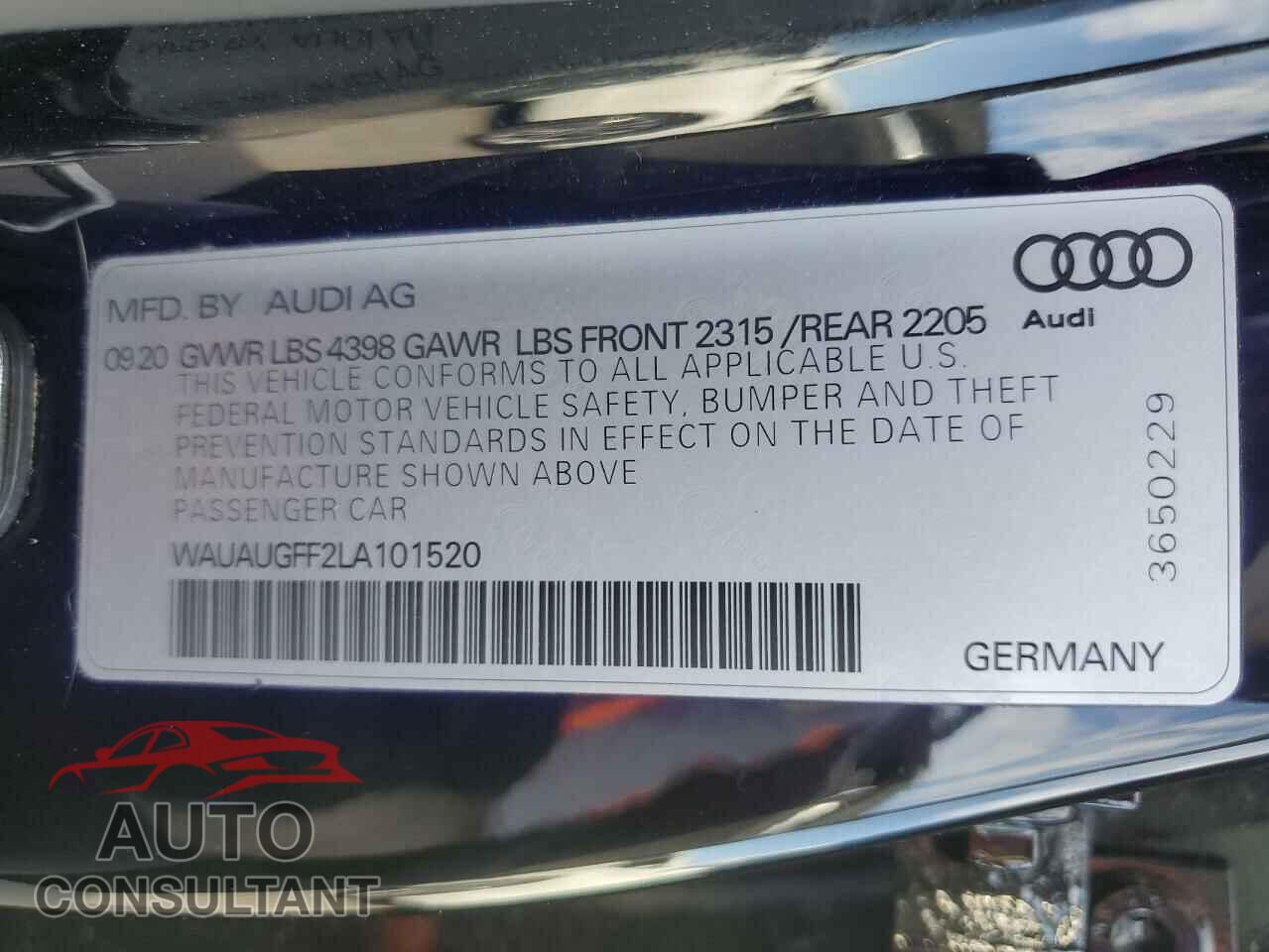 AUDI A3 2020 - WAUAUGFF2LA101520
