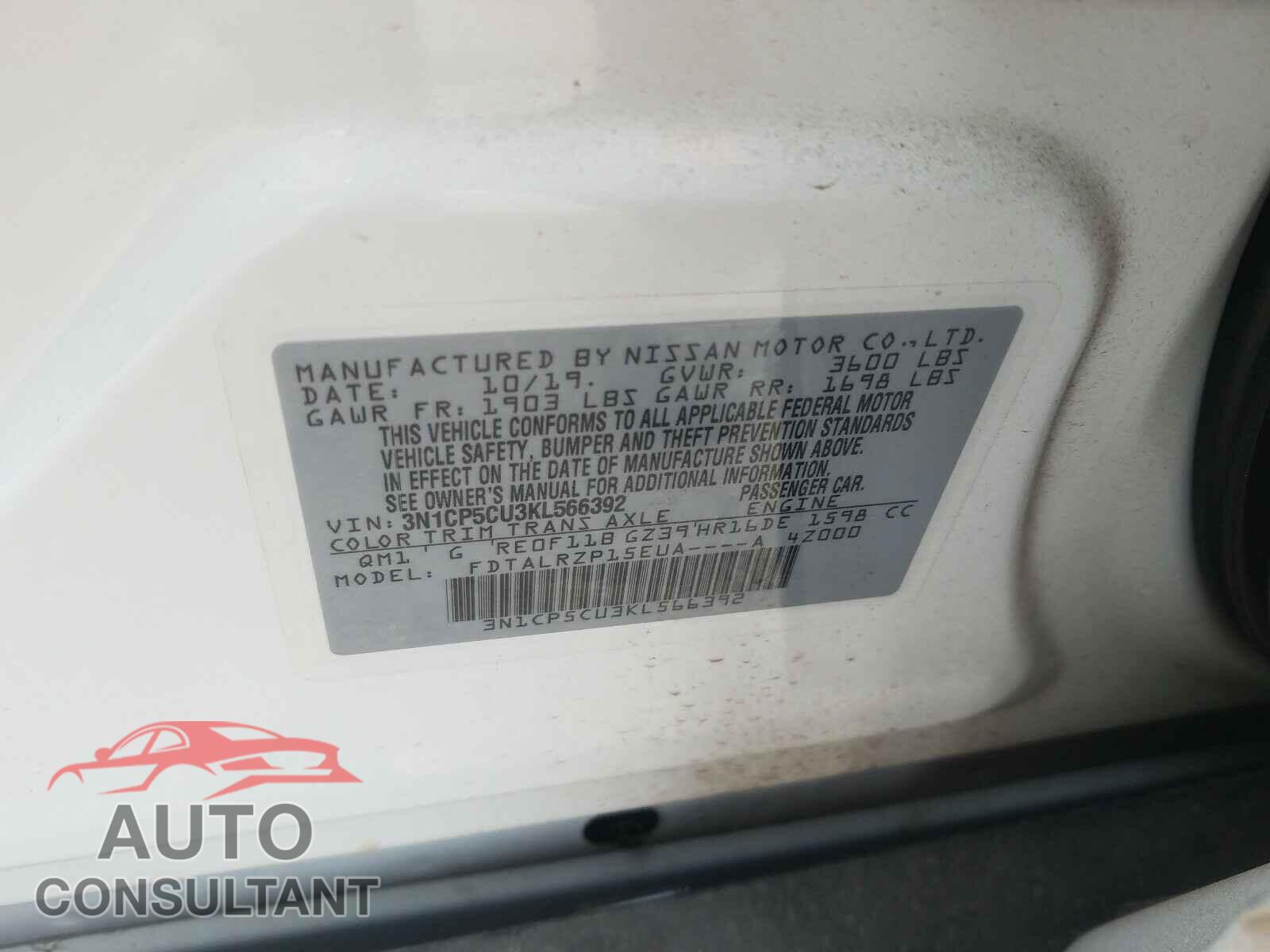 NISSAN KICKS 2019 - 3N1CP5CU3KL566392