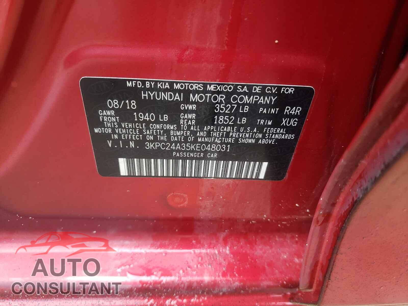 HYUNDAI ACCENT 2019 - 3KPC24A35KE048031