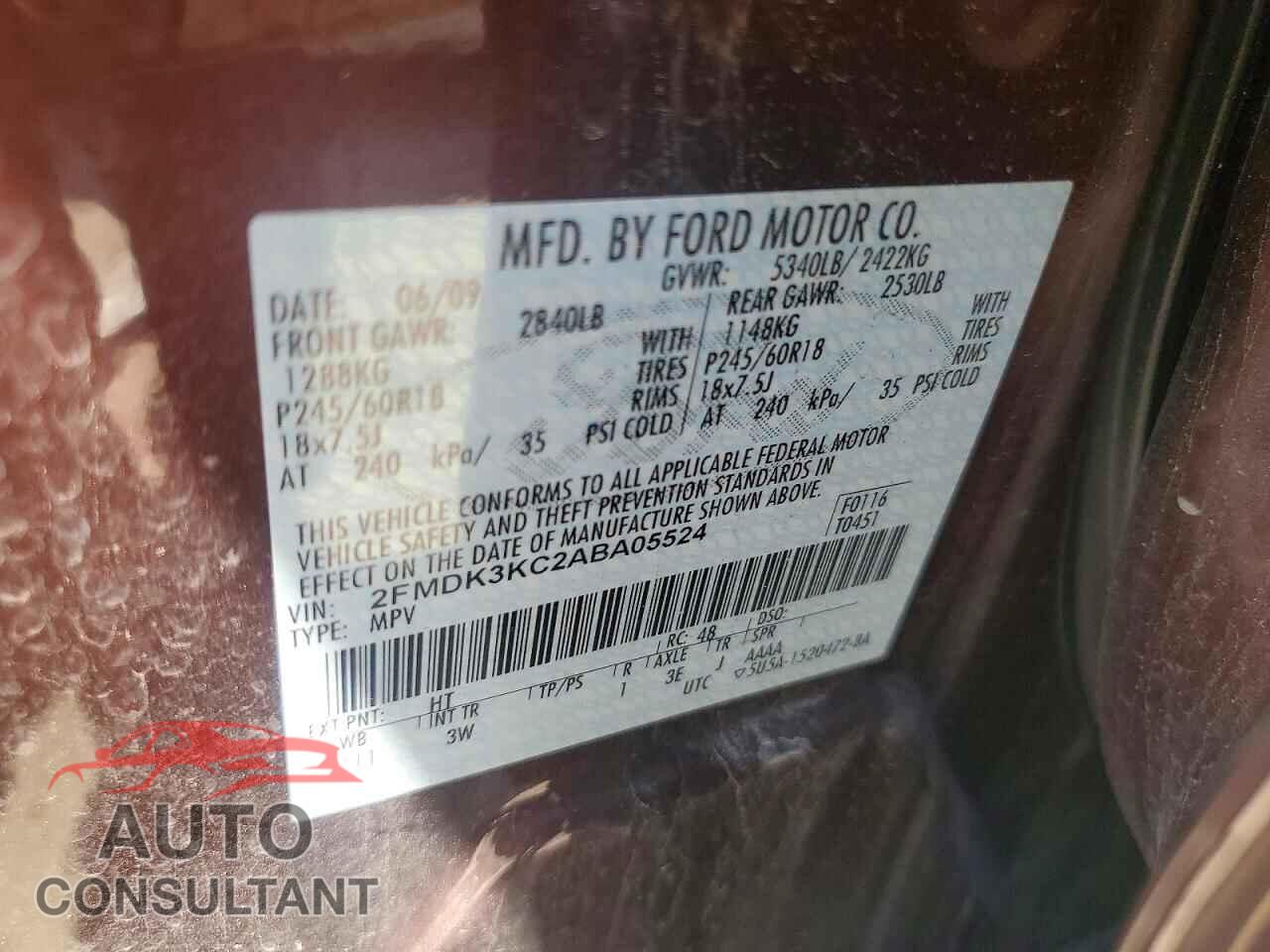 FORD EDGE 2010 - 2FMDK3KC2ABA05524