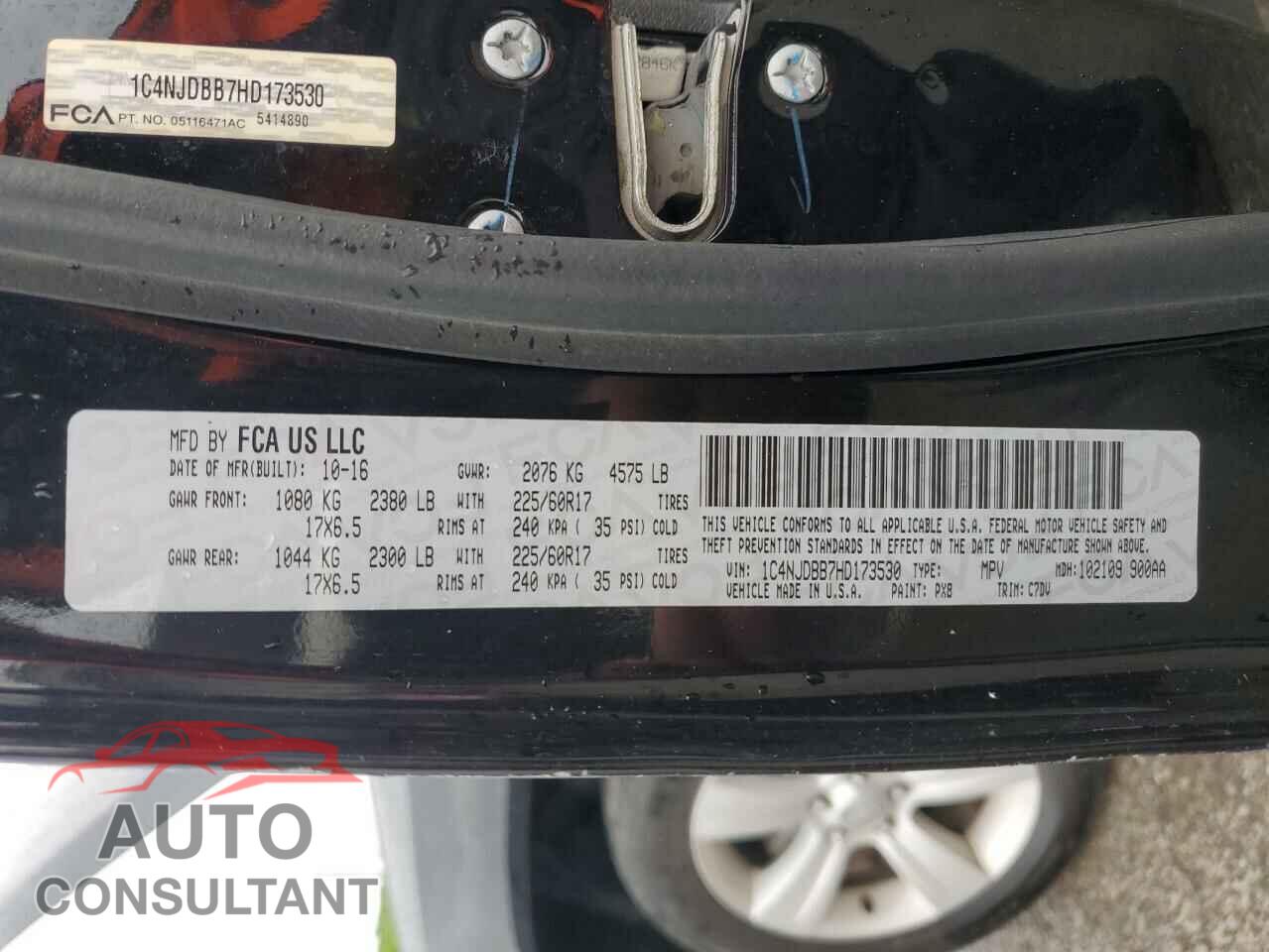 JEEP COMPASS 2017 - 1C4NJDBB7HD173530