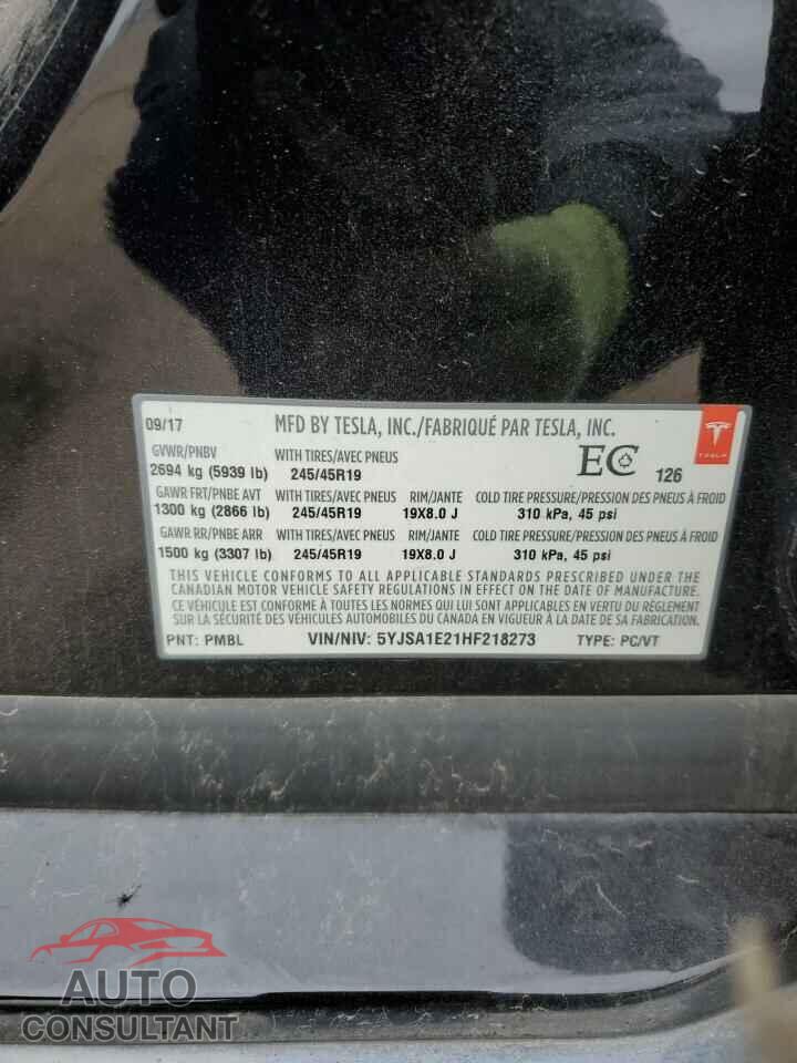 TESLA MODEL S 2017 - 5YJSA1E21HF218273