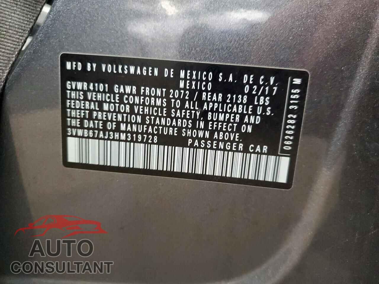 VOLKSWAGEN JETTA 2017 - 3VWB67AJ3HM319728