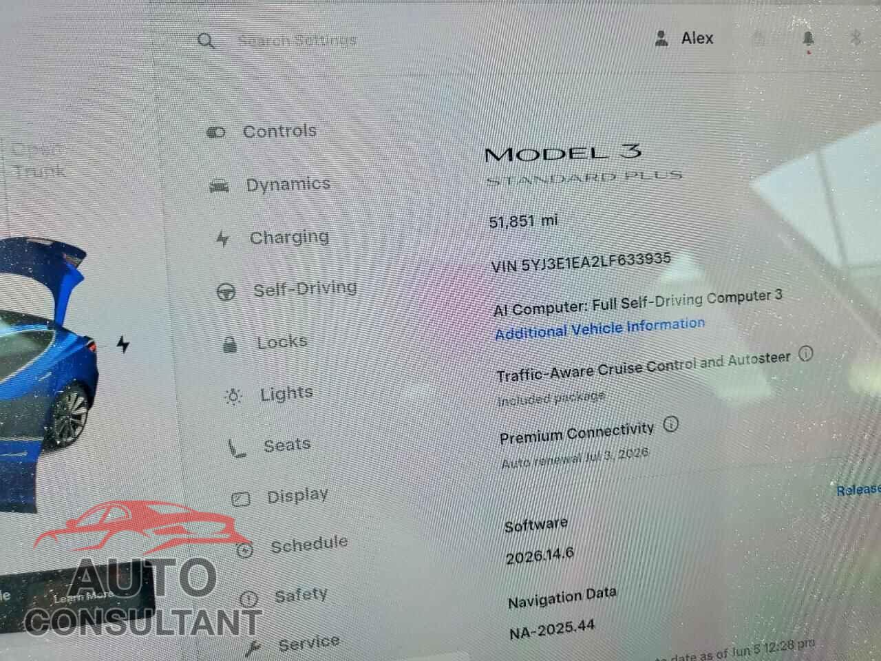 TESLA MODEL 3 2020 - 5YJ3E1EA2LF633935