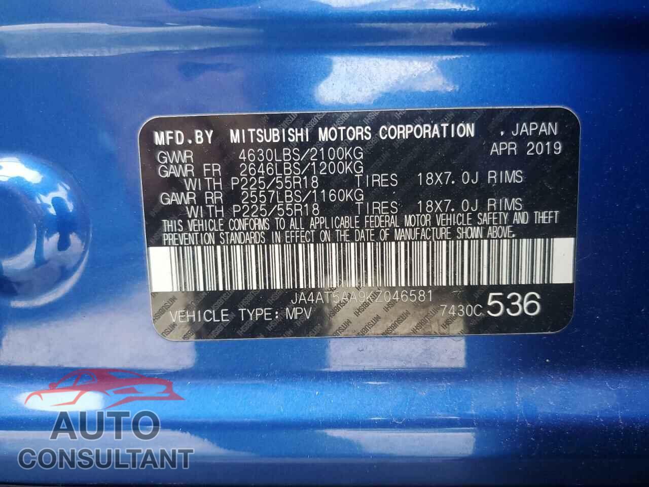 MITSUBISHI ECLIPSE 2019 - JA4AT5AA9KZ046581