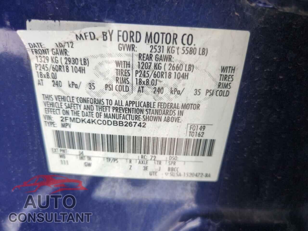 FORD EDGE 2013 - 2FMDK4KC0DBB26742