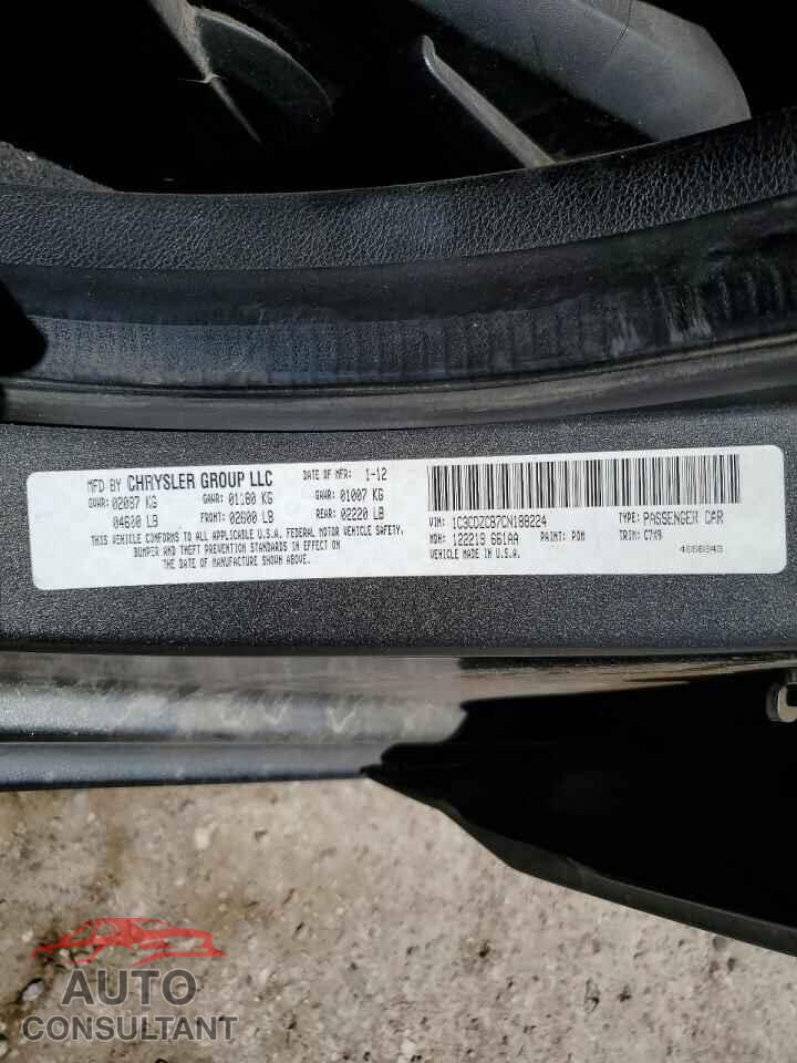 DODGE AVENGER 2012 - 1C3CDZCB7CN188224