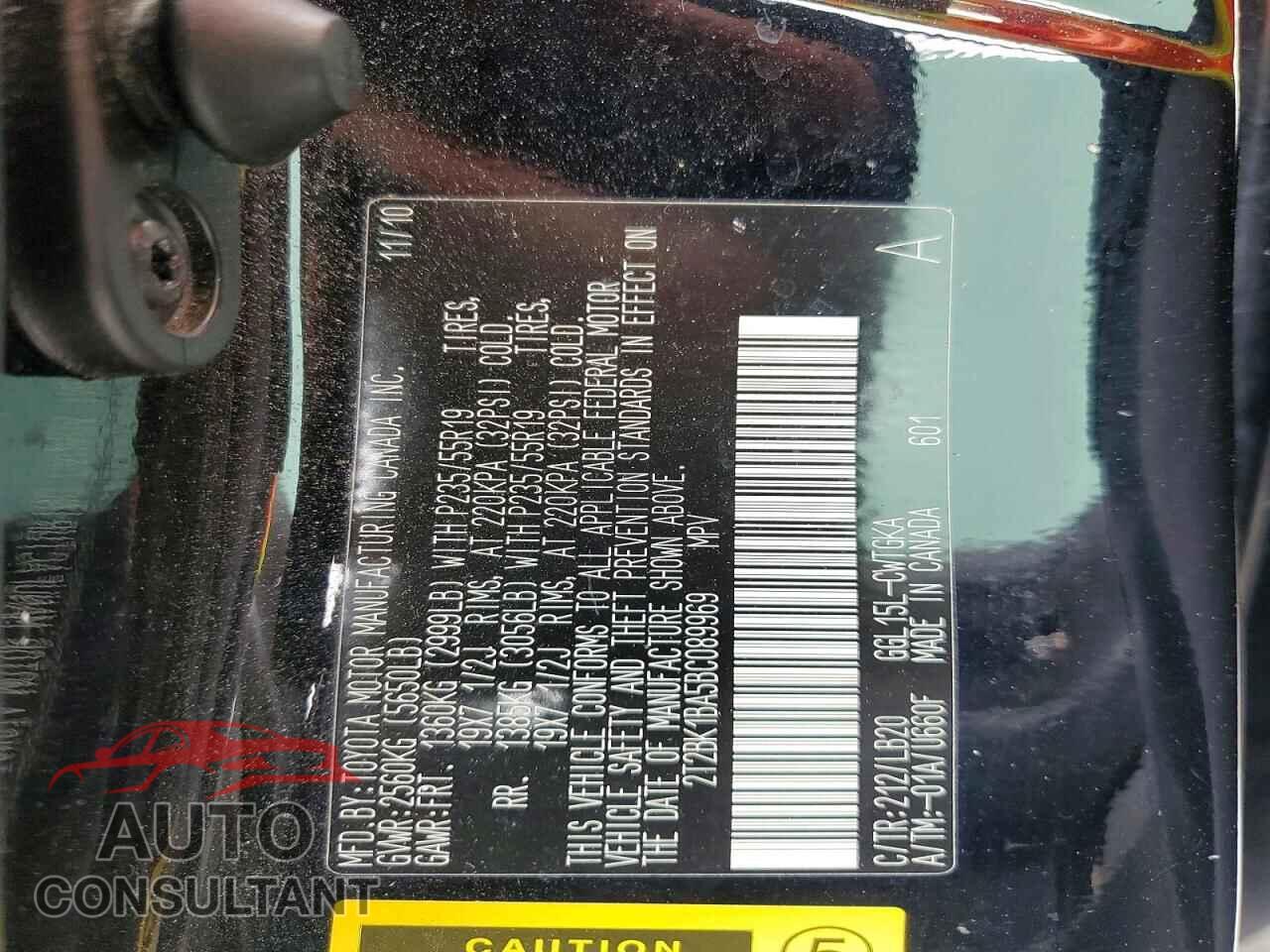 LEXUS RX350 2011 - 2T2BK1BA5BC089969
