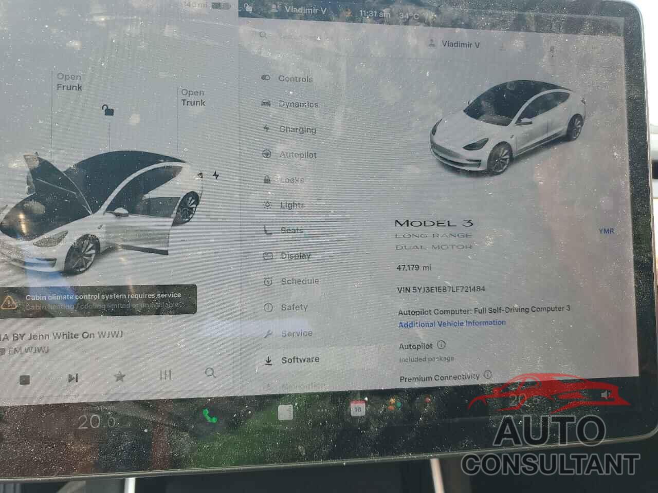 TESLA MODEL 3 2020 - 5YJ3E1EB7LF721484
