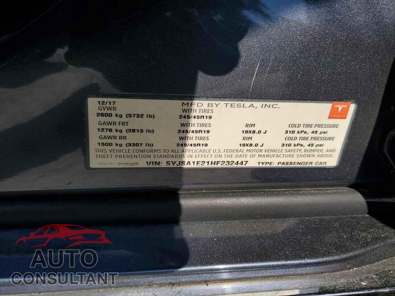 TESLA MODEL S 2017 - 5YJSA1E21HF232447
