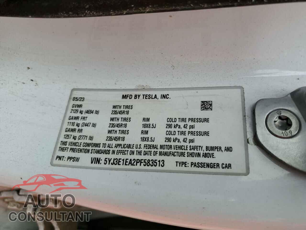 TESLA MODEL 3 2023 - 5YJ3E1EA2PF583513