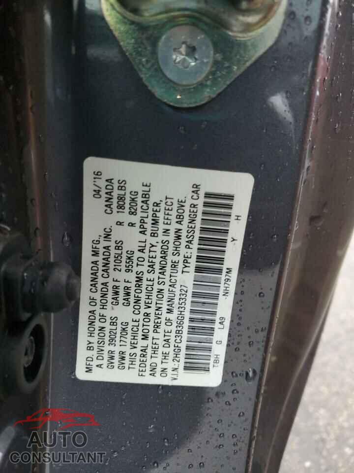 HONDA CIVIC 2016 - 2HGFC3B36GH353327