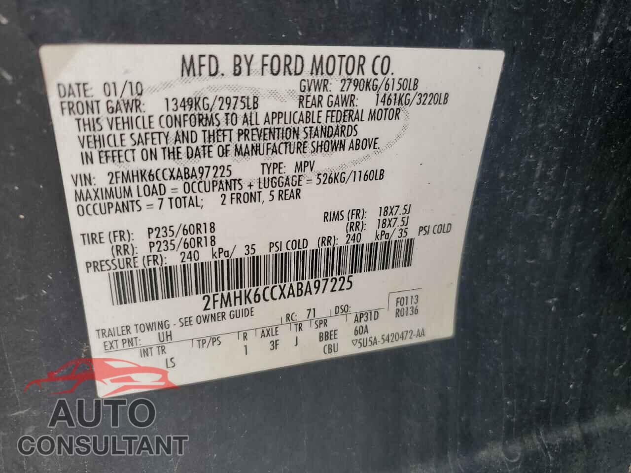 FORD FLEX 2010 - 2FMHK6CCXABA97225