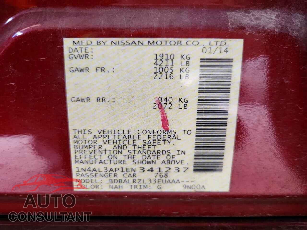 NISSAN ALTIMA 2014 - 1N4AL3AP1EN341237
