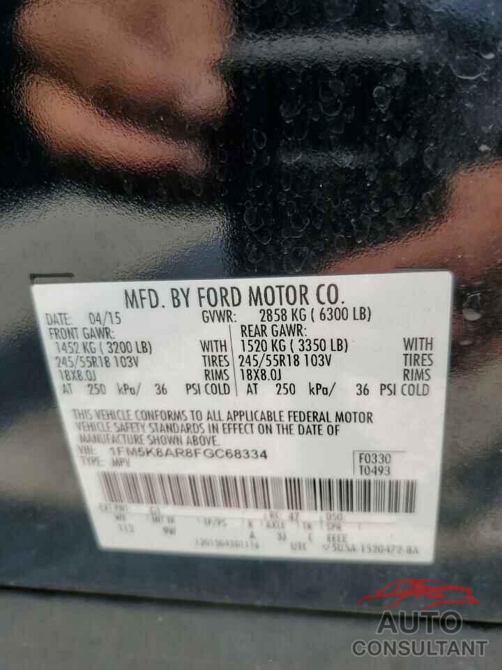FORD EXPLORER 2015 - 1FM5K8AR8FGC68334
