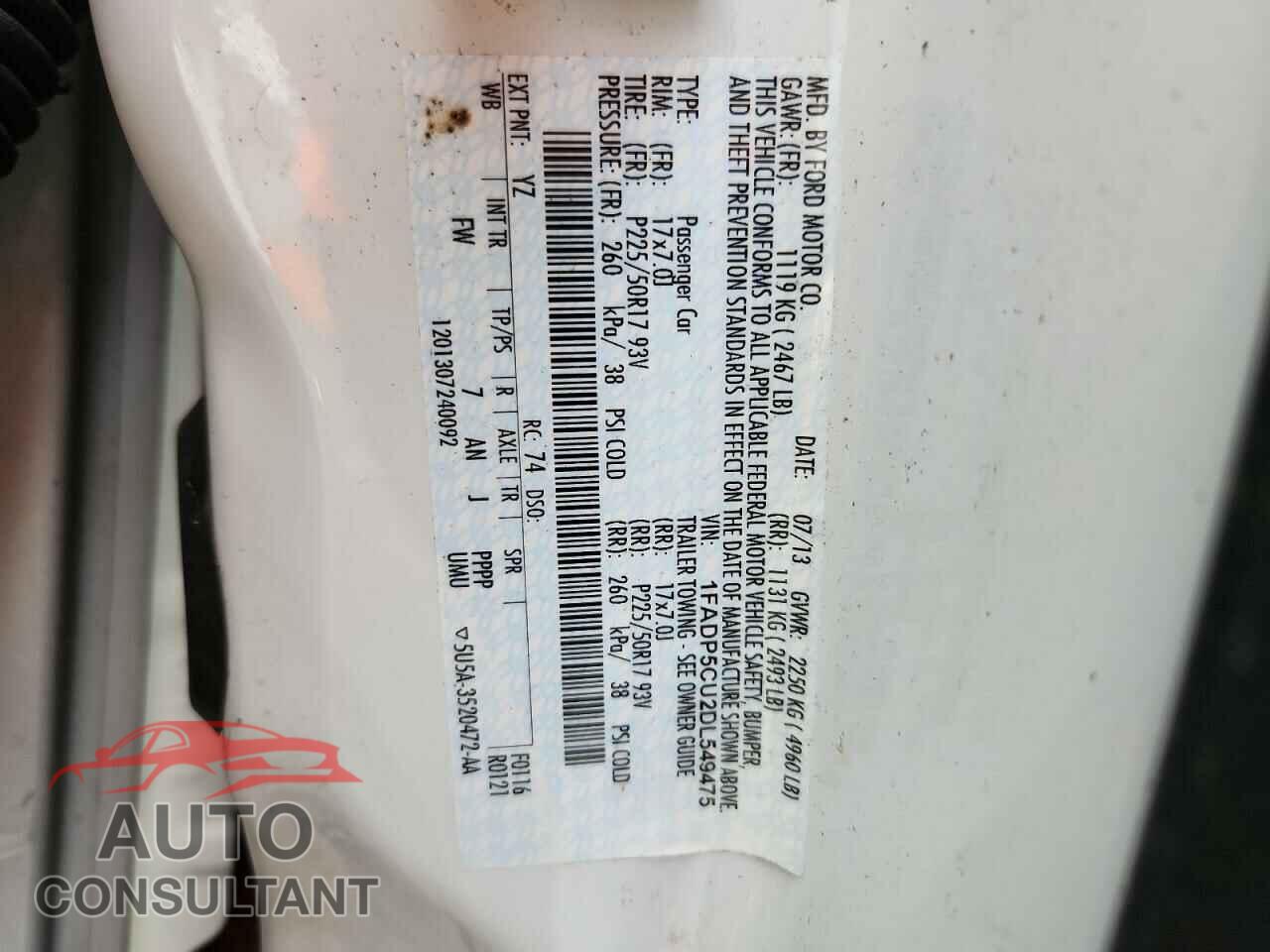 FORD CMAX 2013 - 1FADP5CU2DL549475