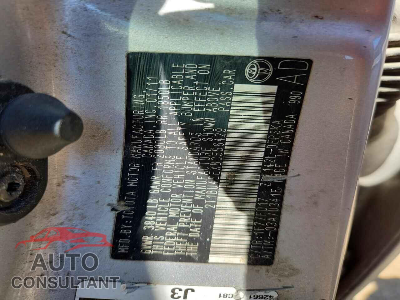 TOYOTA COROLLA 2011 - 2T1BU4EEXBC556429