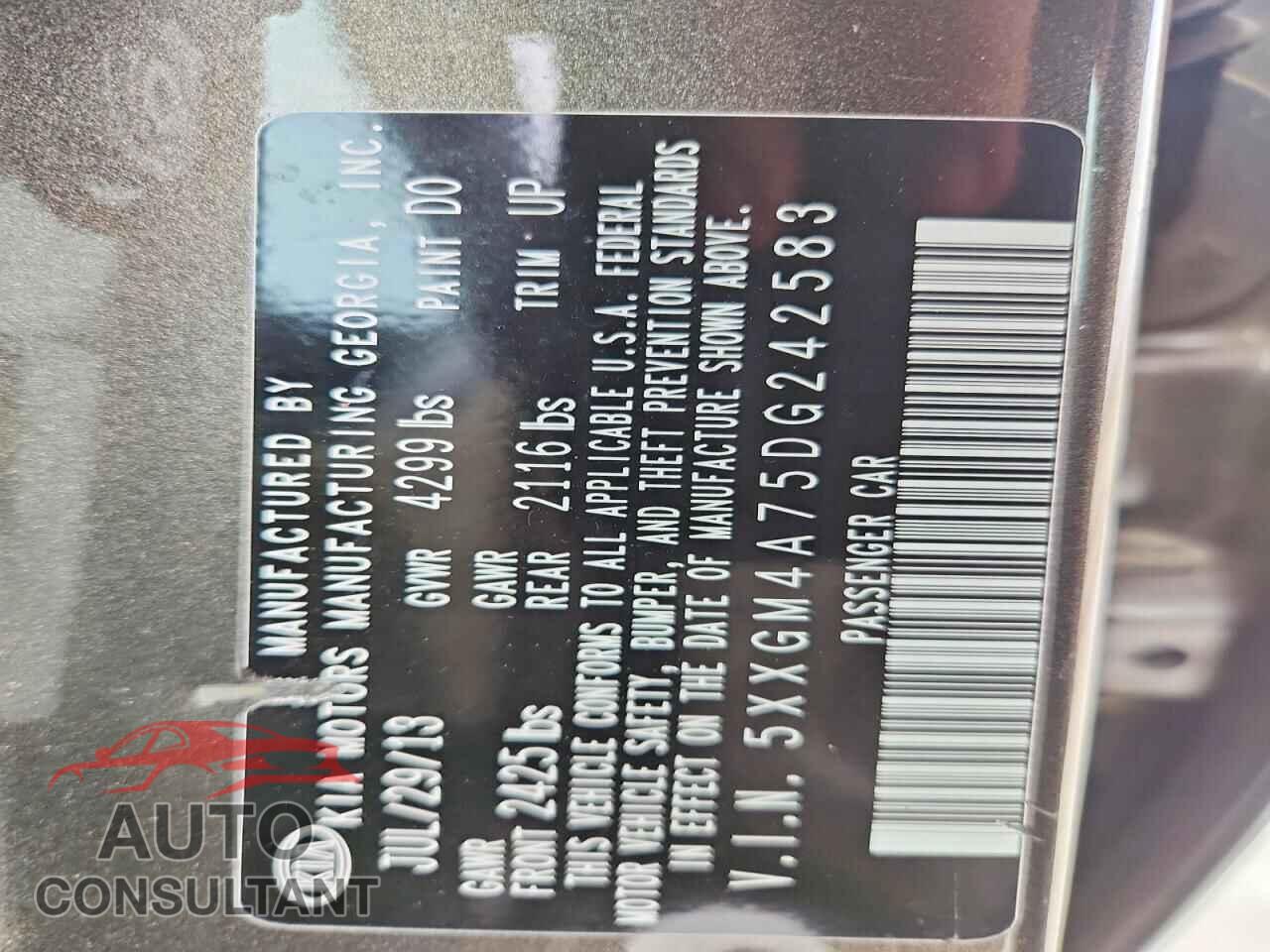 KIA OPTIMA 2013 - 5XXGM4A75DG242583