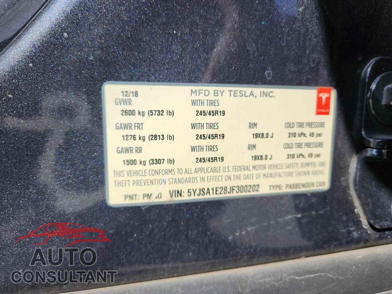 TESLA MODEL S 2018 - 5YJSA1E28JF300202