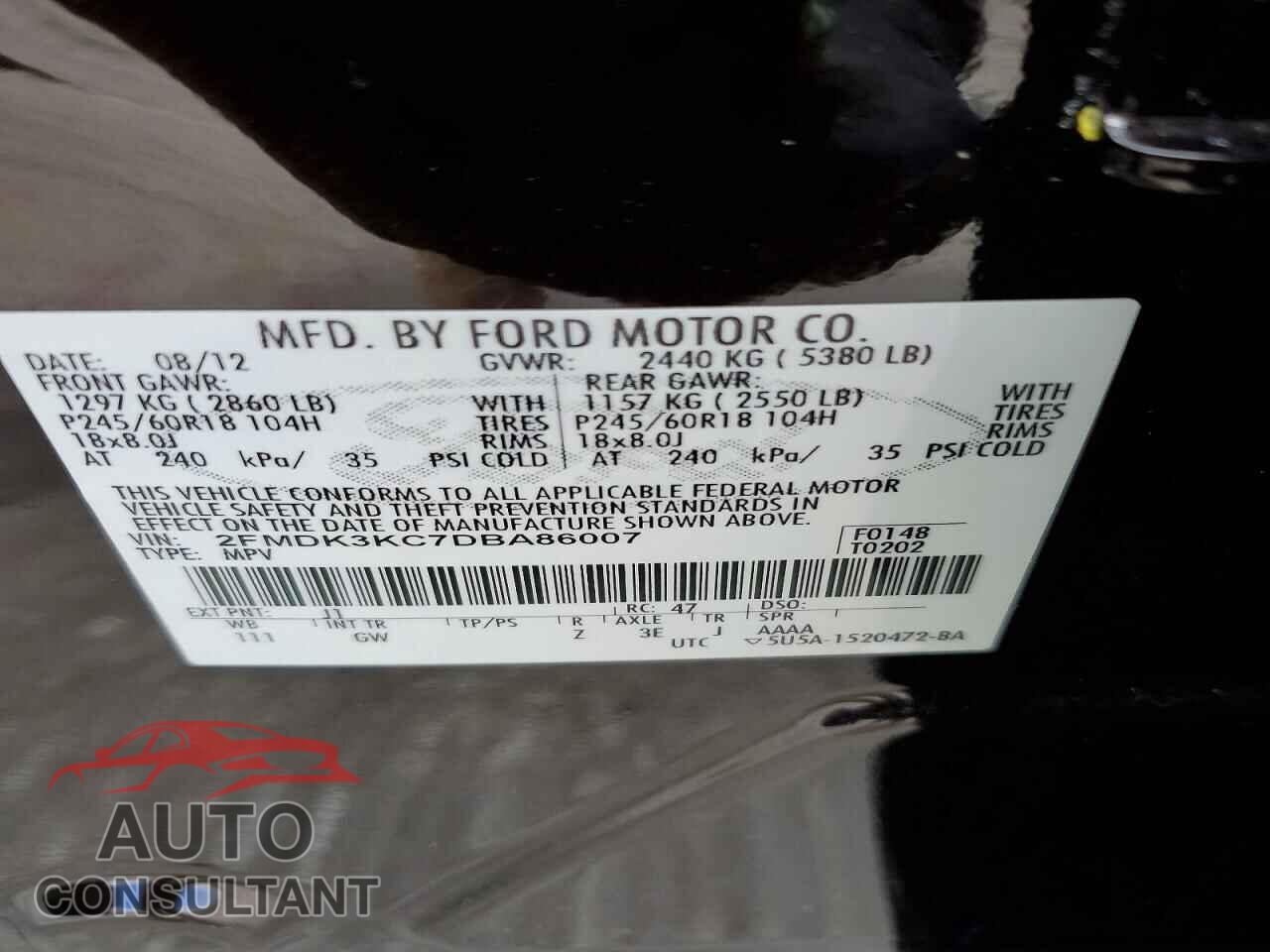 FORD EDGE 2013 - 2FMDK3KC7DBA86007