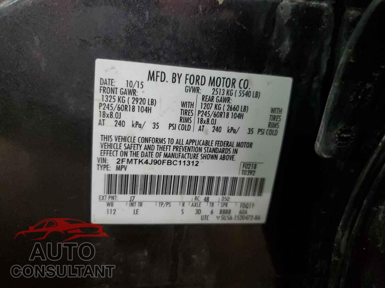 FORD EDGE 2015 - 2FMTK4J90FBC11312