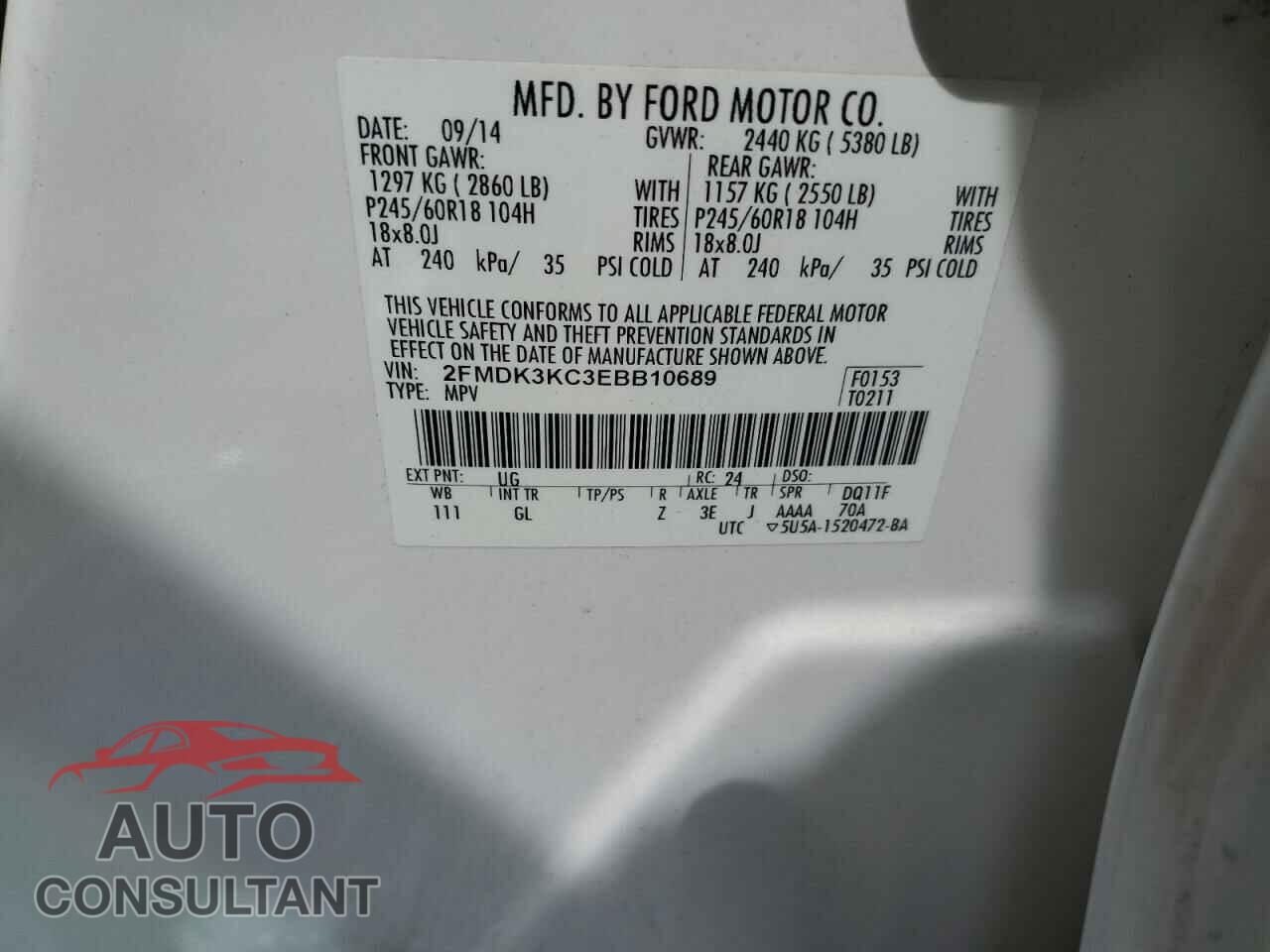 FORD EDGE 2014 - 2FMDK3KC3EBB10689