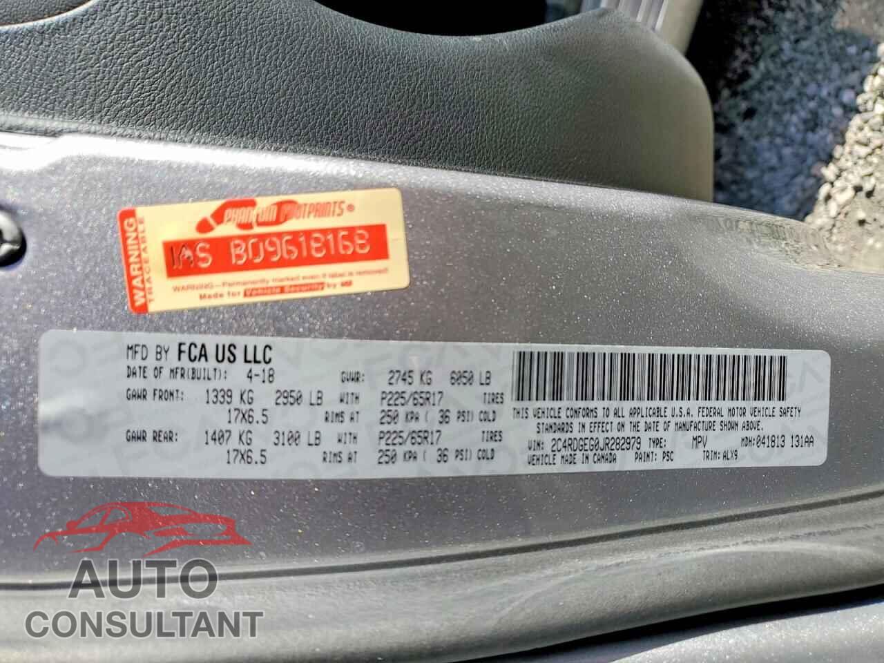 DODGE CARAVAN 2018 - 2C4RDGEG0JR282979