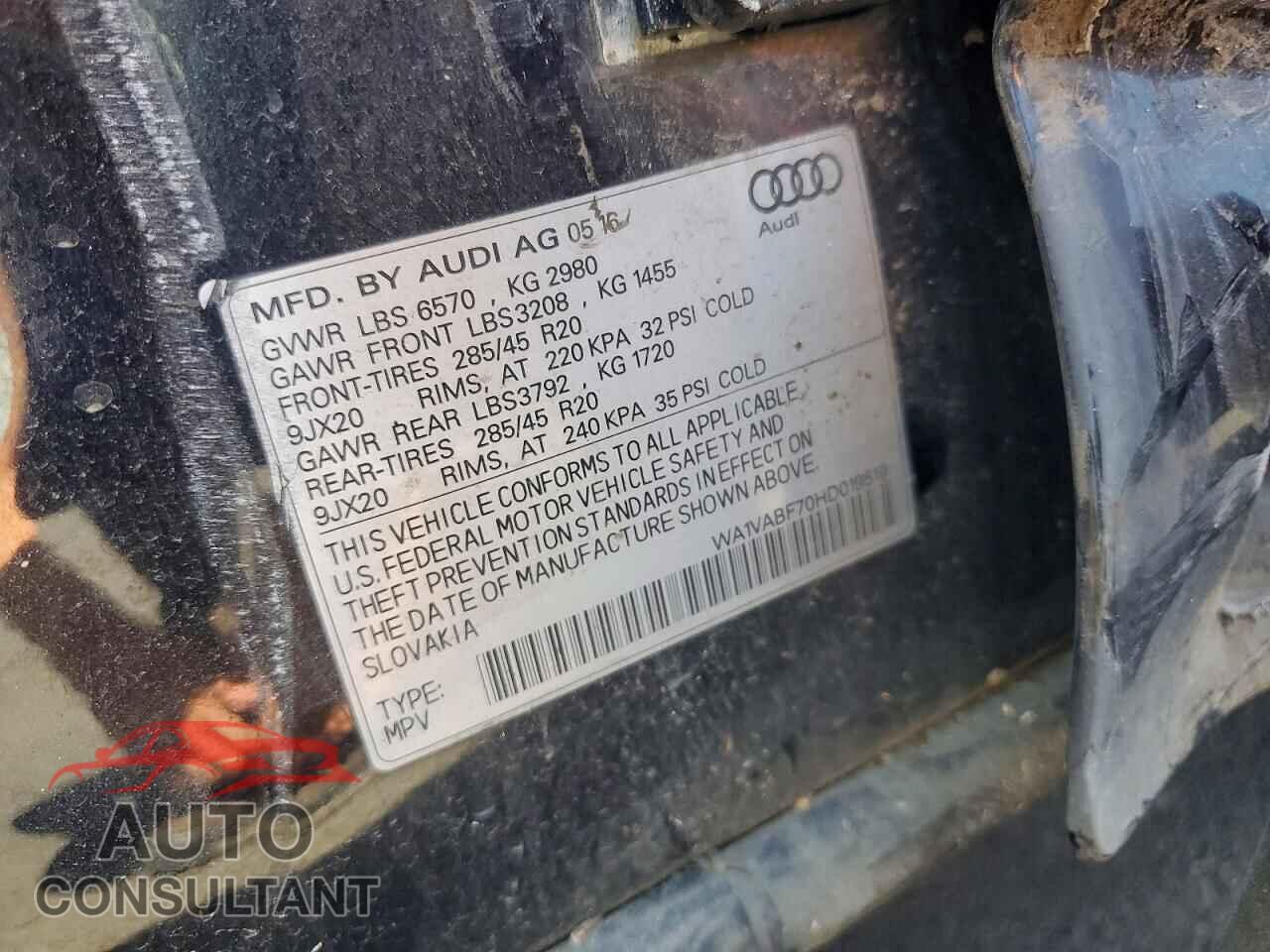 AUDI Q7 2017 - WA1VABF70HD019519