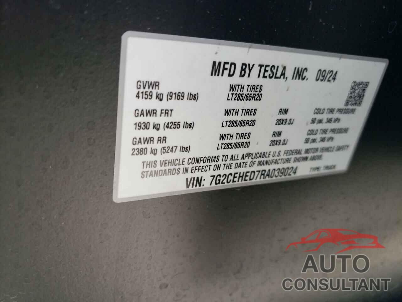 TESLA CYBERTRUCK 2024 - 7G2CEHED7RA039024