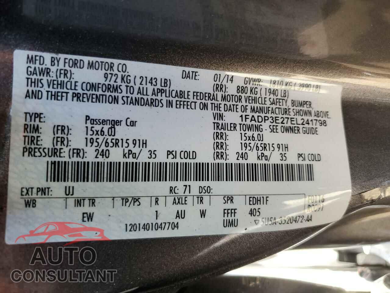FORD FOCUS 2014 - 1FADP3E27EL241798
