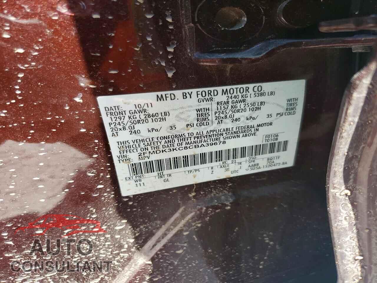 FORD EDGE 2012 - 2FMDK3KC8CBA39678