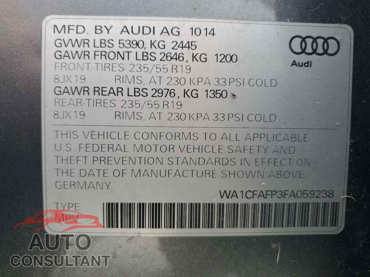 AUDI Q5 2015 - WA1CFAFP3FA059238