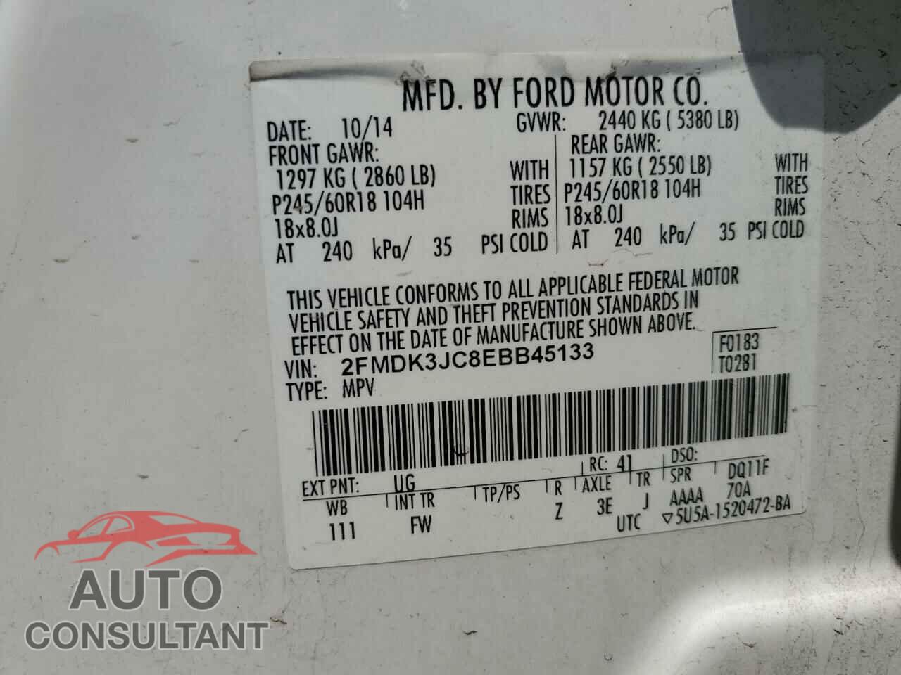 FORD EDGE 2014 - 2FMDK3JC8EBB45133