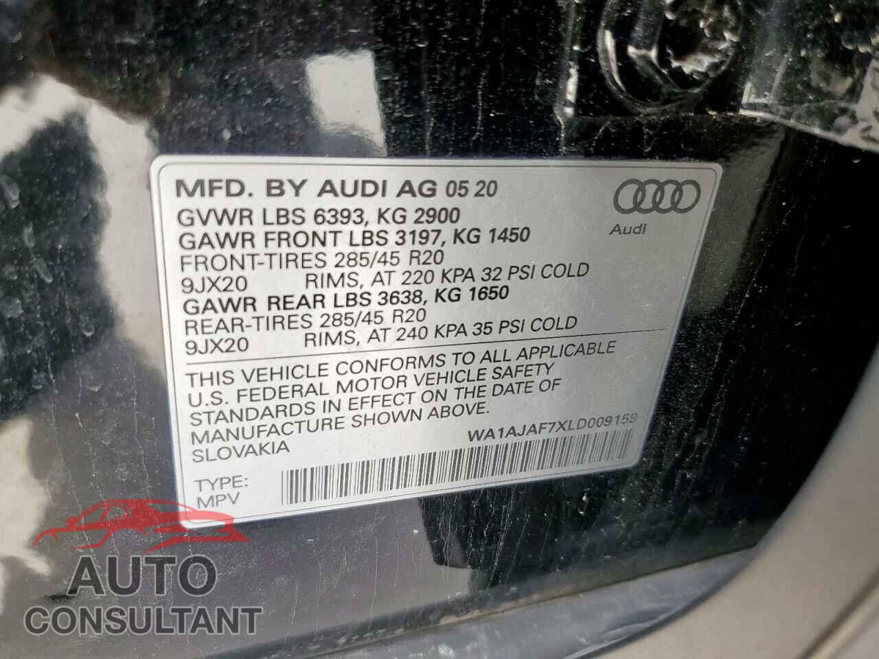 AUDI Q7 2020 - WA1AJAF7XLD009159