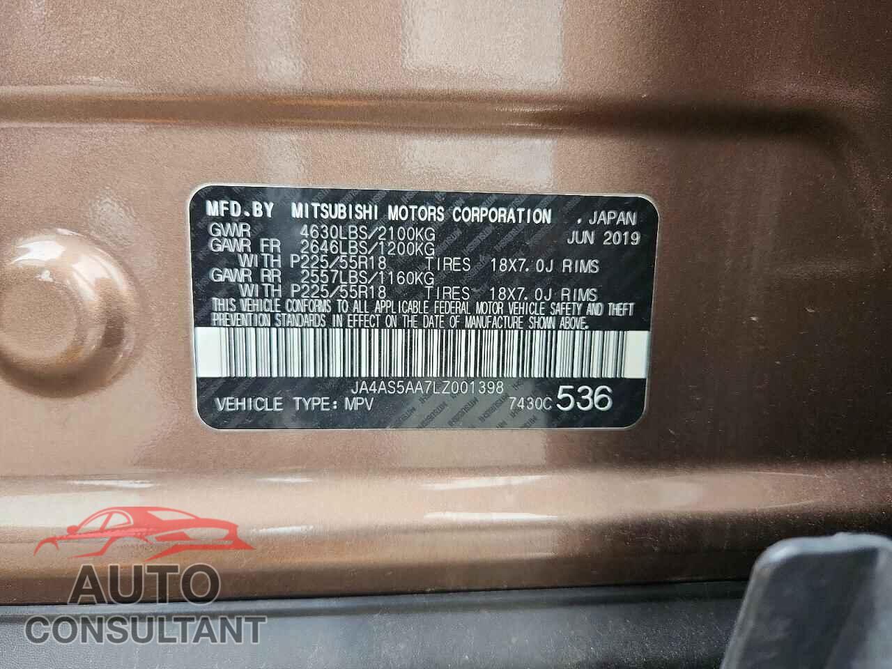 MITSUBISHI ECLIPSE 2020 - JA4AS5AA7LZ001398