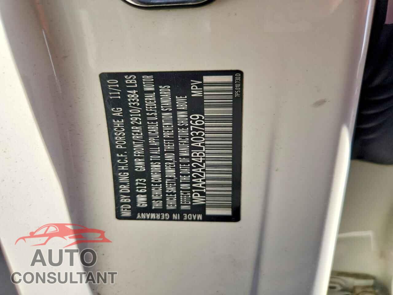 PORSCHE CAYENNE 2011 - WP1AA2A24BLA03769