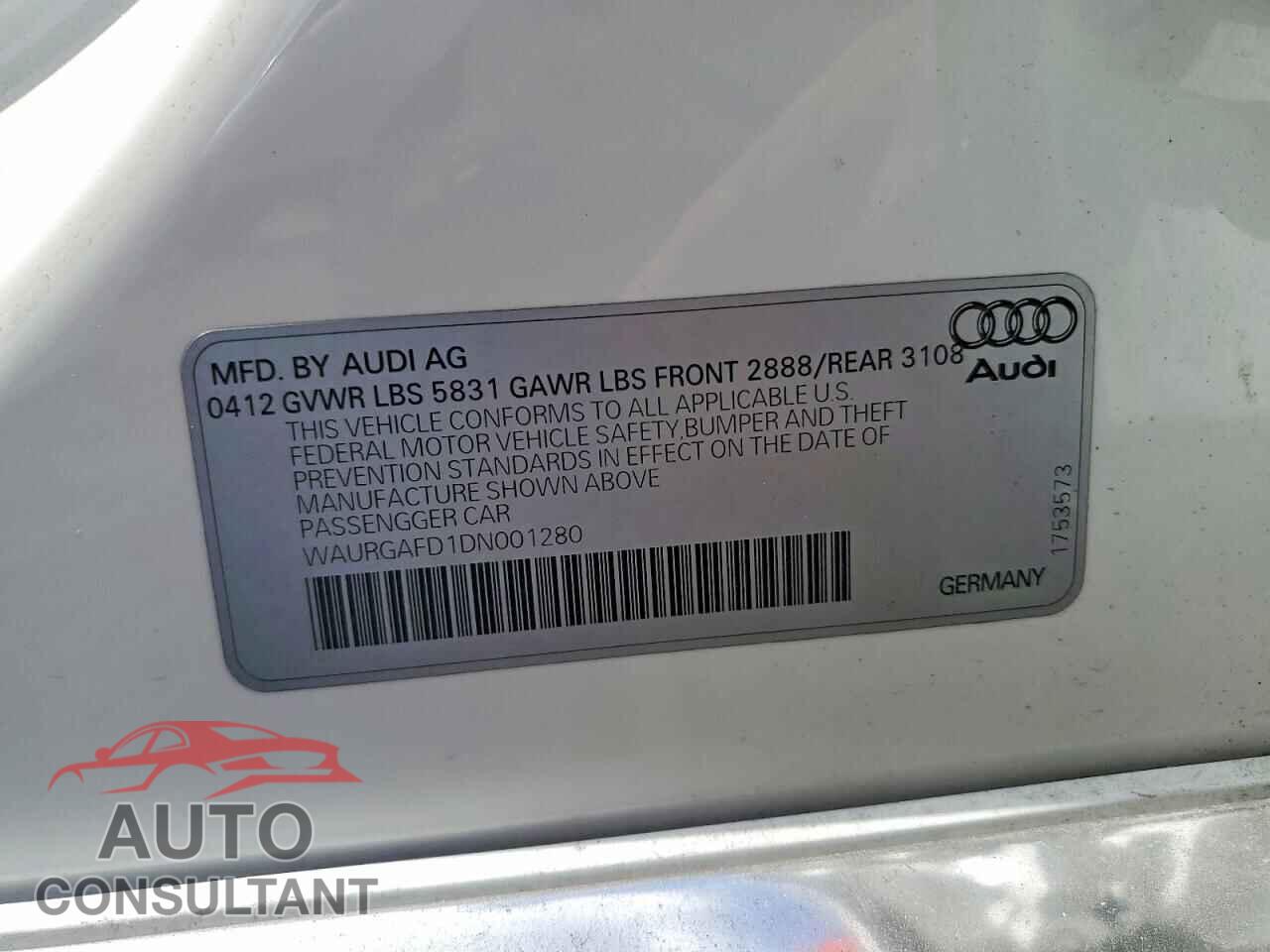 AUDI A8 2013 - WAURGAFD1DN001280
