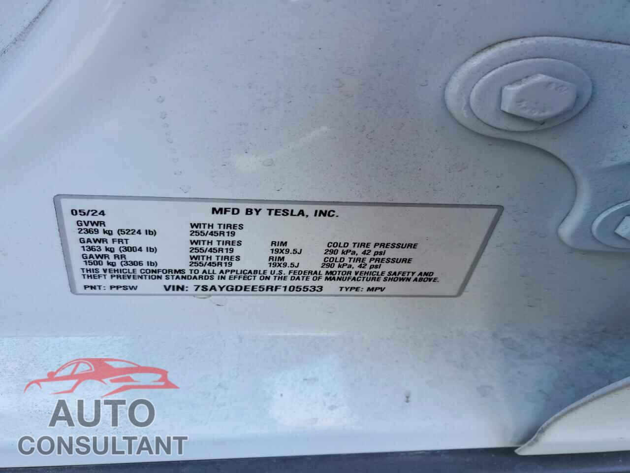 TESLA MDL 3 STD 2024 - 7SAYGDEE5RF105533