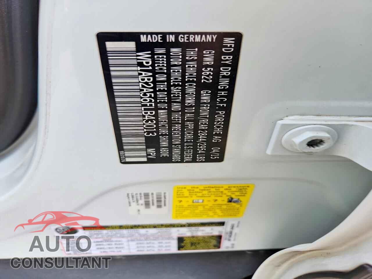 PORSCHE MACAN 2015 - WP1AB2A56FLB43013