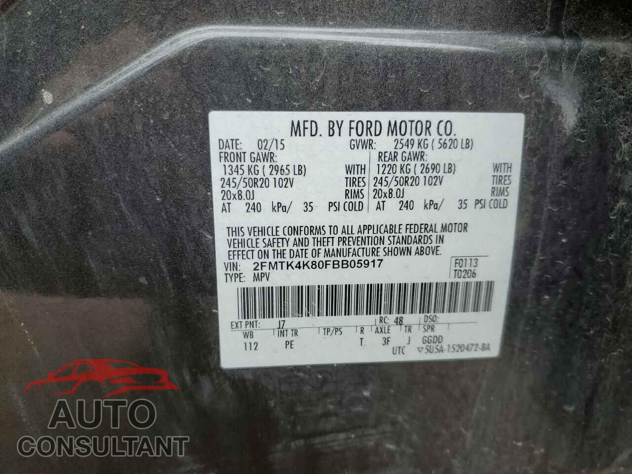 FORD EDGE 2015 - 2FMTK4K80FBB05917