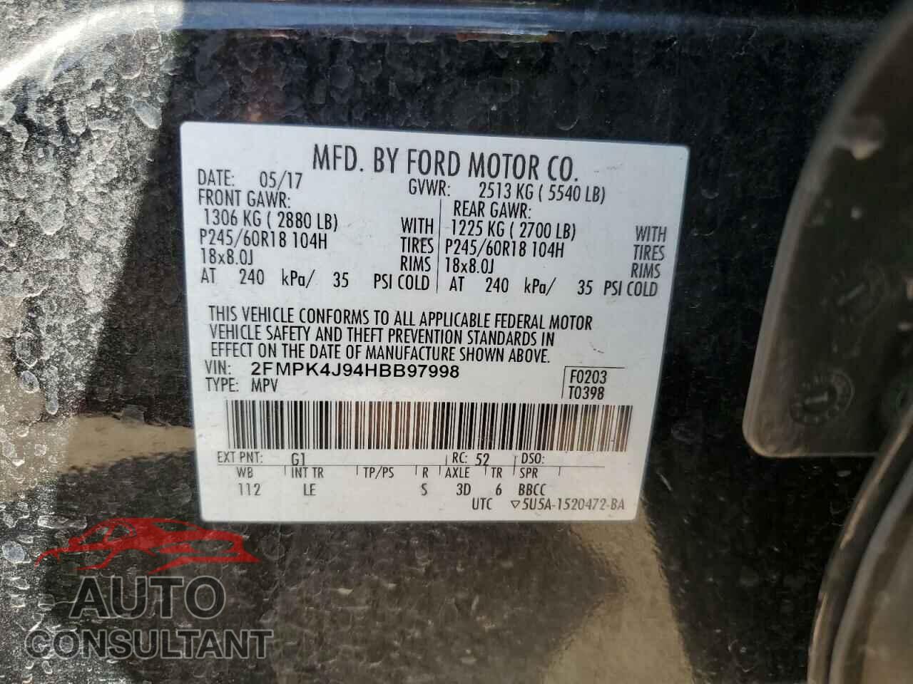 FORD EDGE 2017 - 2FMPK4J94HBB97998