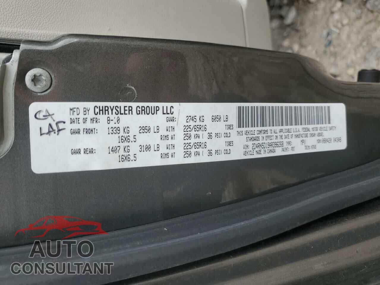 DODGE CARAVAN 2010 - 2D4RN5D19AR396268